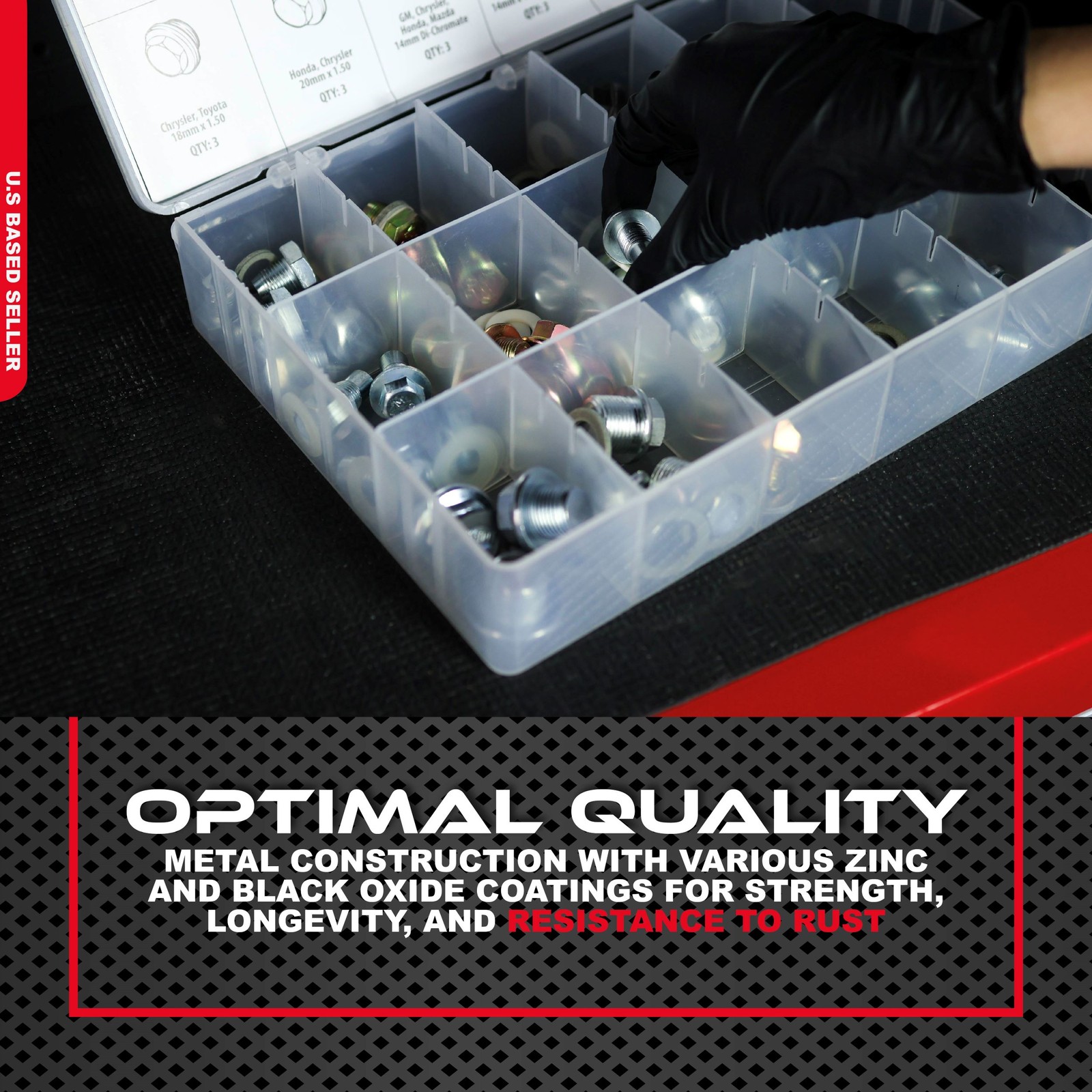 ABN Oil Drain Plug 76-Piece SAE & Metric Plugs & Washer Gasket Assortment Set