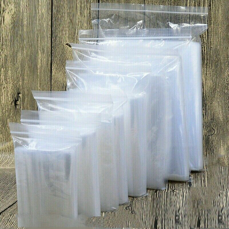 100x Strong 2-Mil Zipper Baggies Clear Reclosable lock Zipper Plastic Bags Poly