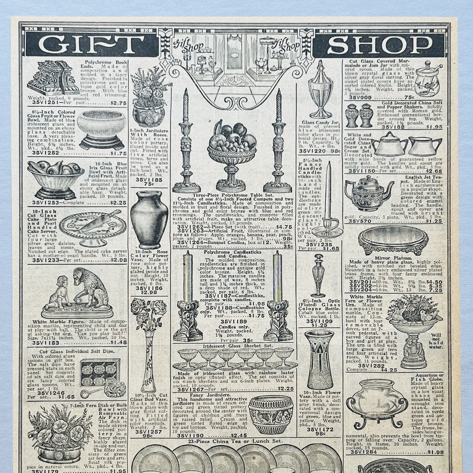 1931 Art Deco CUT GLASS & PORCELAIN POTTERY HOUSEWARES TABLEWARE Sears PRINT AD