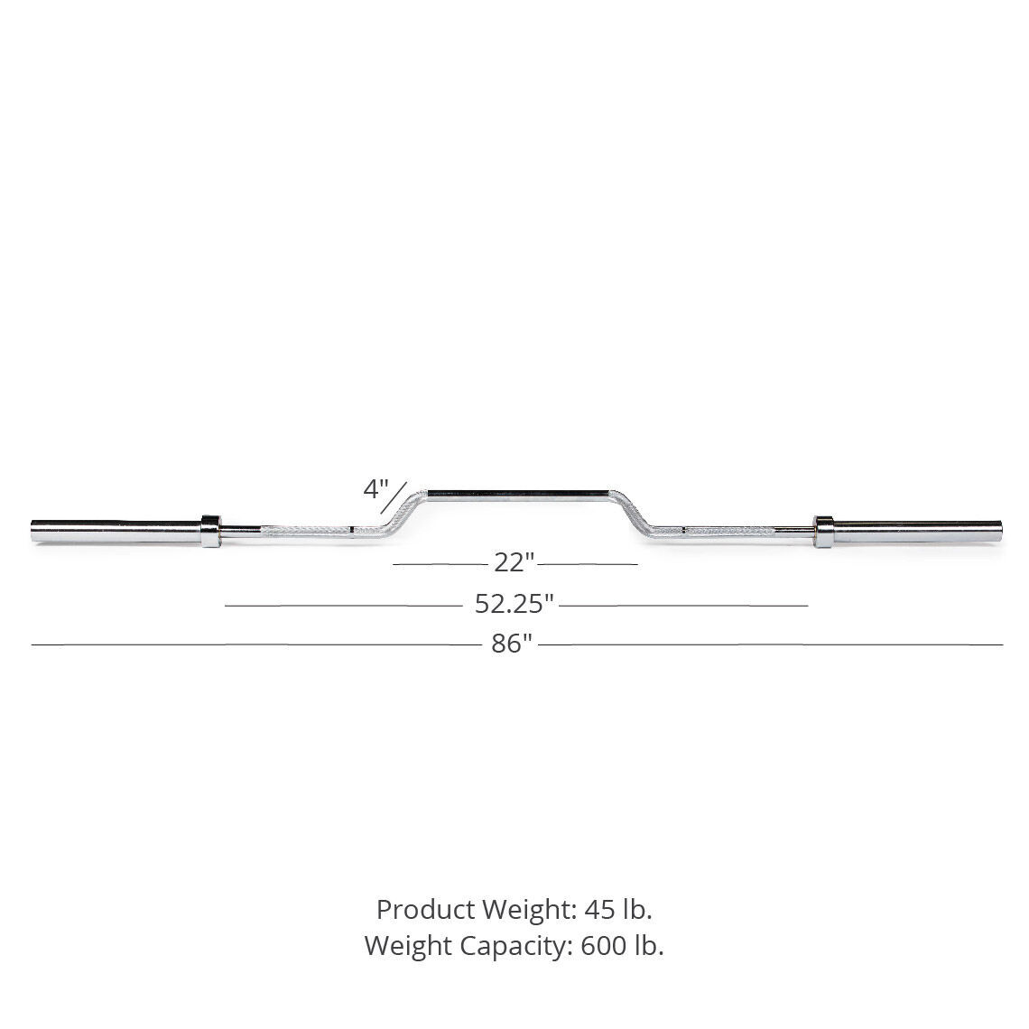 Titan Fitness Cambered Olympic Bench Press Rowing Bar, Rated 600 LB, 4" Camber
