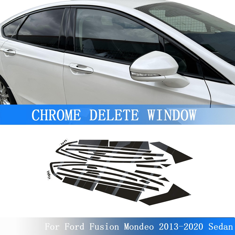 Glossy Black Chrome Delete Window Trims For Ford Fusion 2013-2020 Sedan