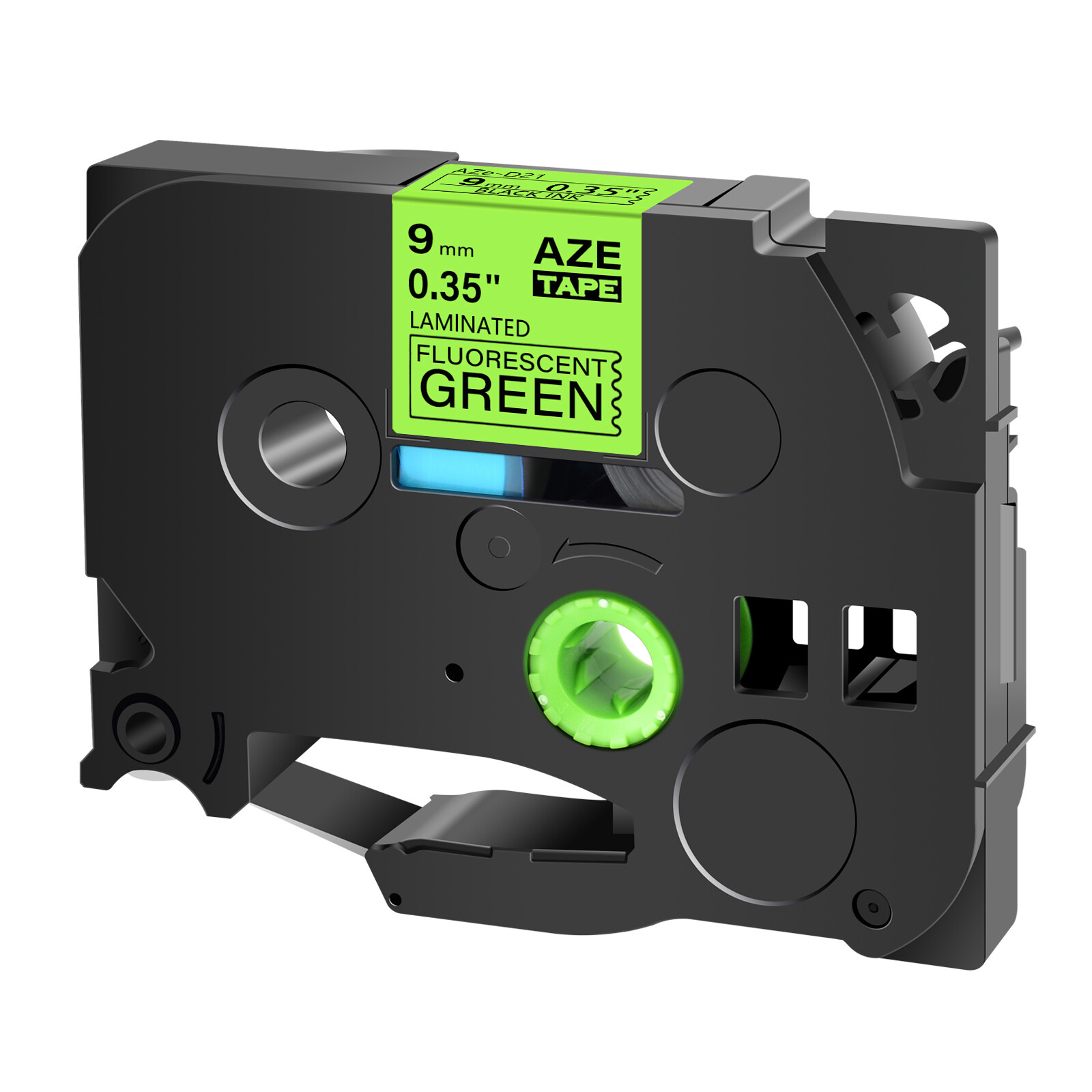 1PK Compatible with Brother PTouch Tze Tz D21 Fluorescent Green Label Tape 9mm