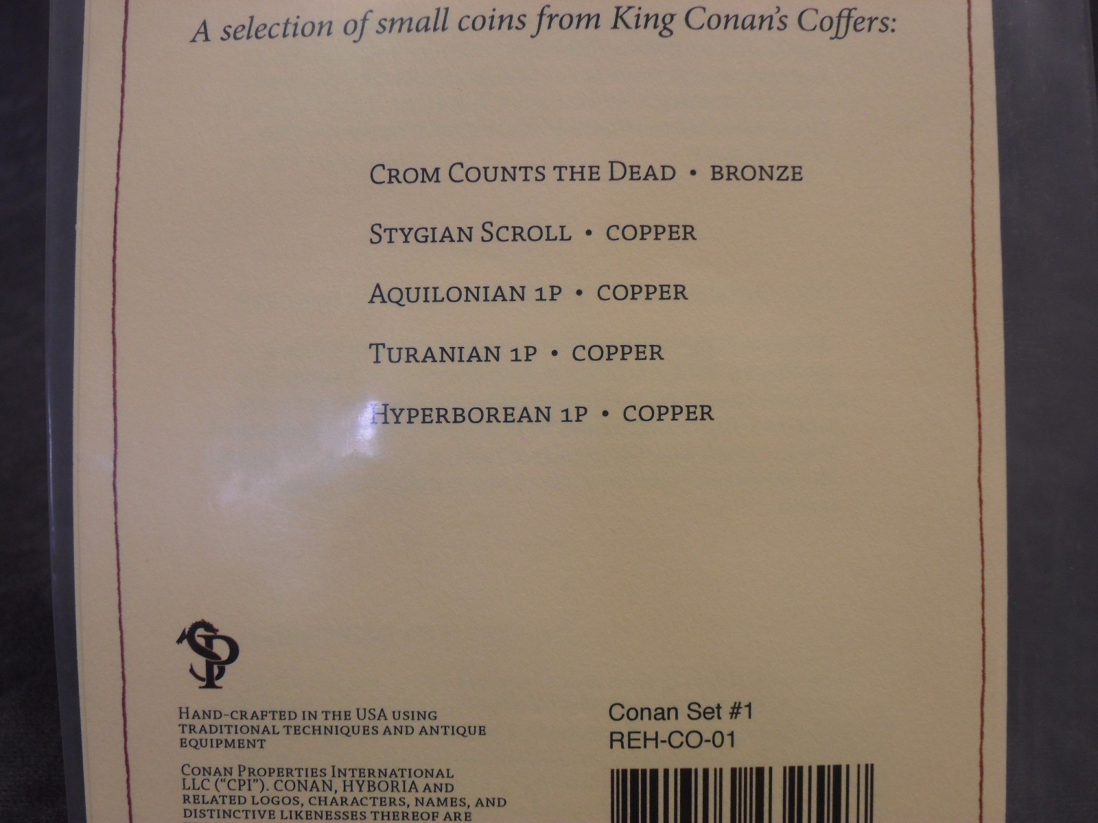 Conan the Barbarian * Coin Set #1 * Hyborian Age Prop Replicas Licensed 5-pc Set