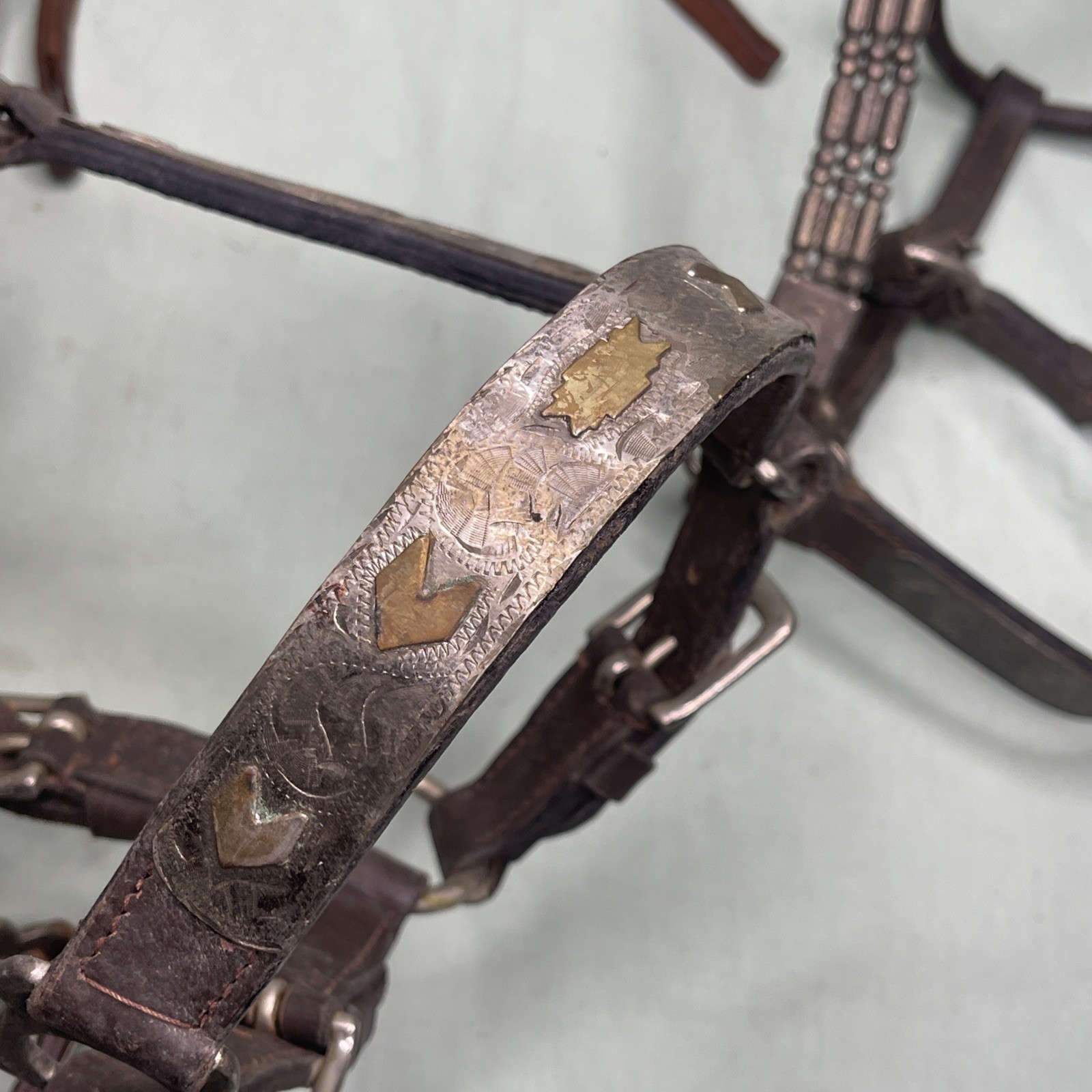 Vintage Western Silver Overlay Headstalls Lot 4 Engraved Horse Bridles Tack