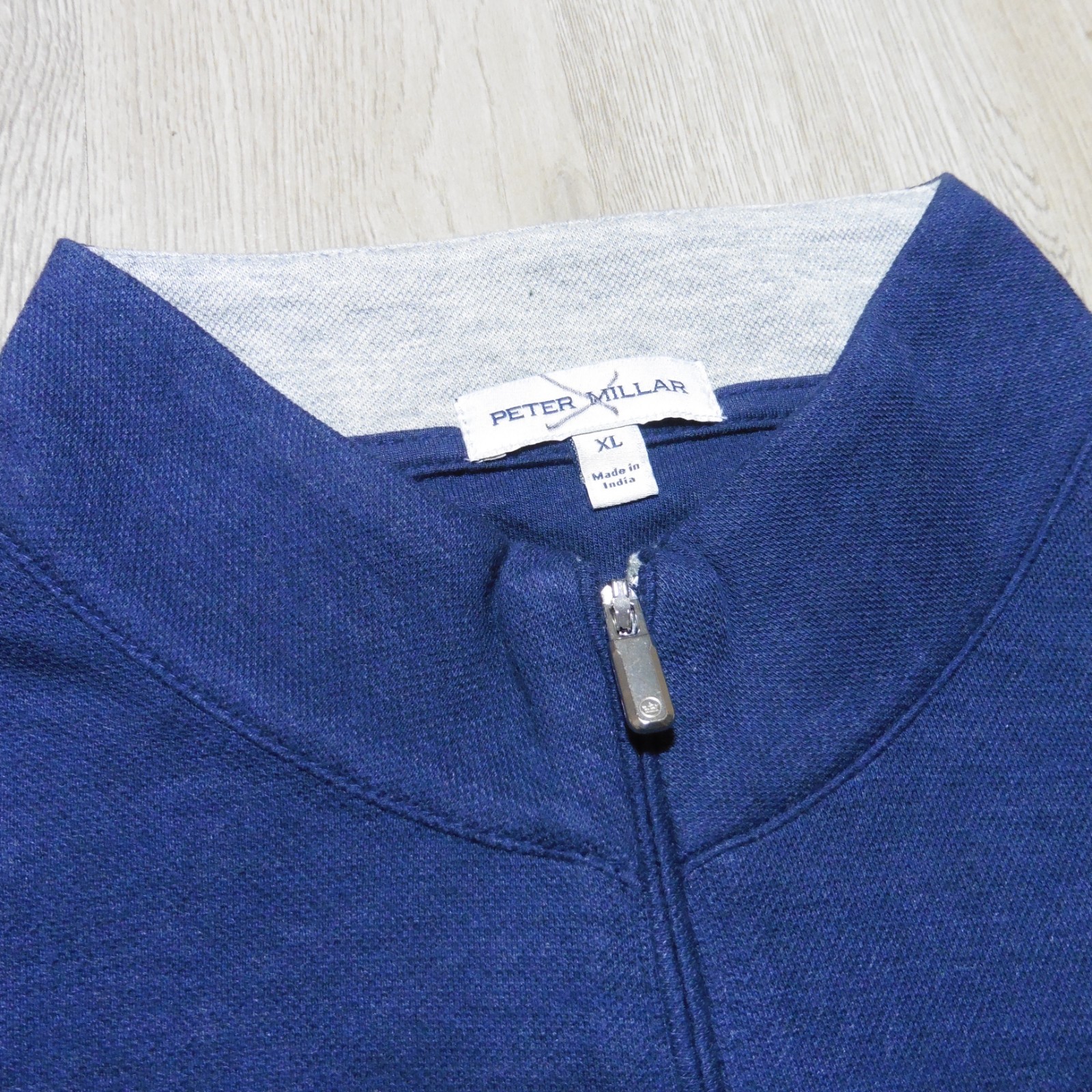 PETER MILLAR Mens XL PULLOVER NAVY BLUE CROWN COMFORT 1/4 ZIP POLO SWEATER