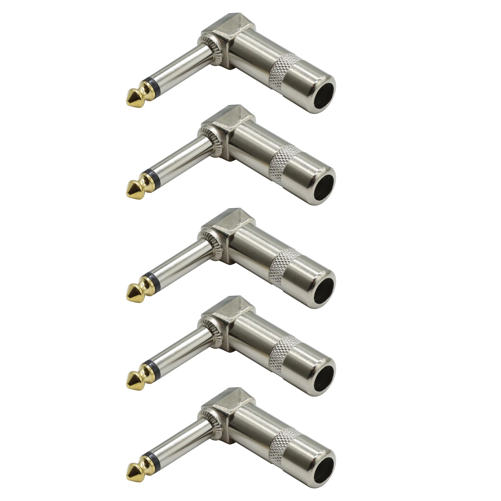 5PC Audio 1/4" TS Plug 6.35mm Mono Male Solder Jack Connector for Speaker/Guitar