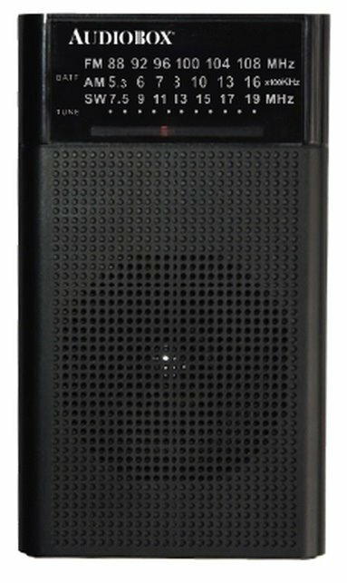 Audiobox RX-3 AM/FM/SW Portable Pocket Size Radio with Telescoping Antenna Black