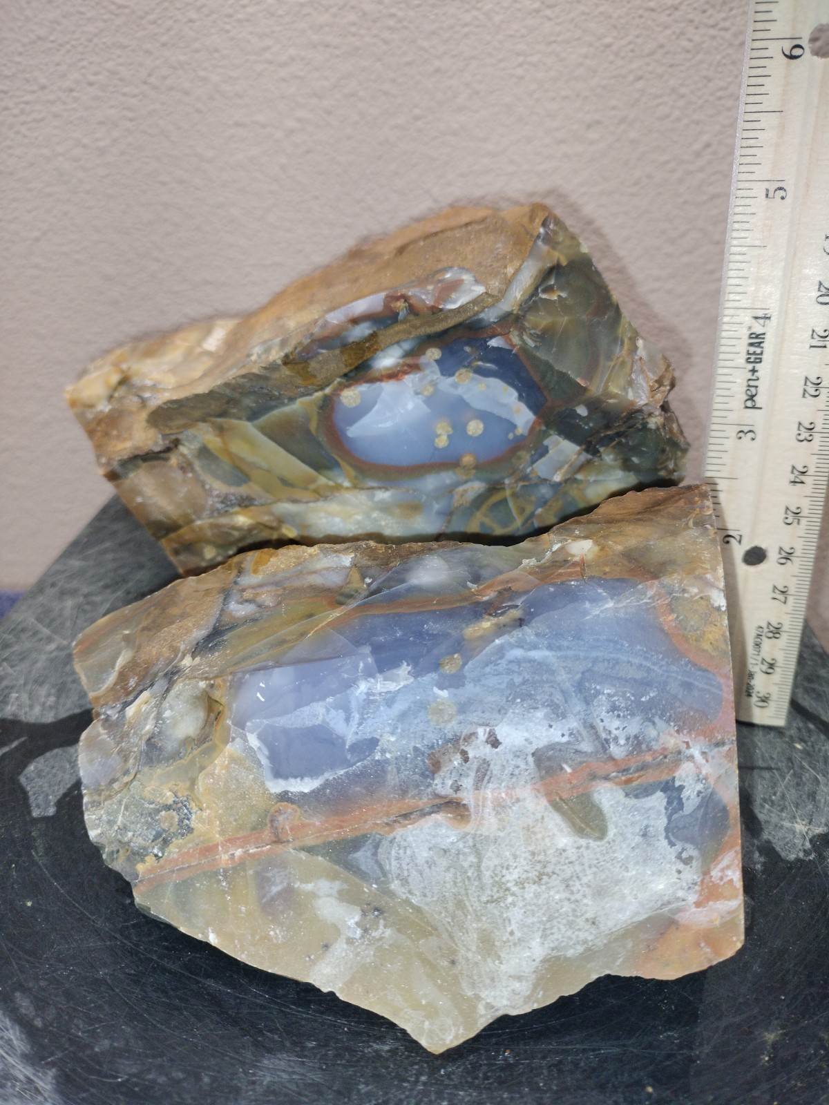 8.2LB 💙 Blue Ice Polka Dot Agate 2pc Rough Lot Ashwood, OR Cabochon Stock #24