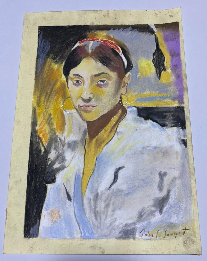 JOHN SINGER SARGENT Drawing on paper (Handmade) signed and stamped mixed media.