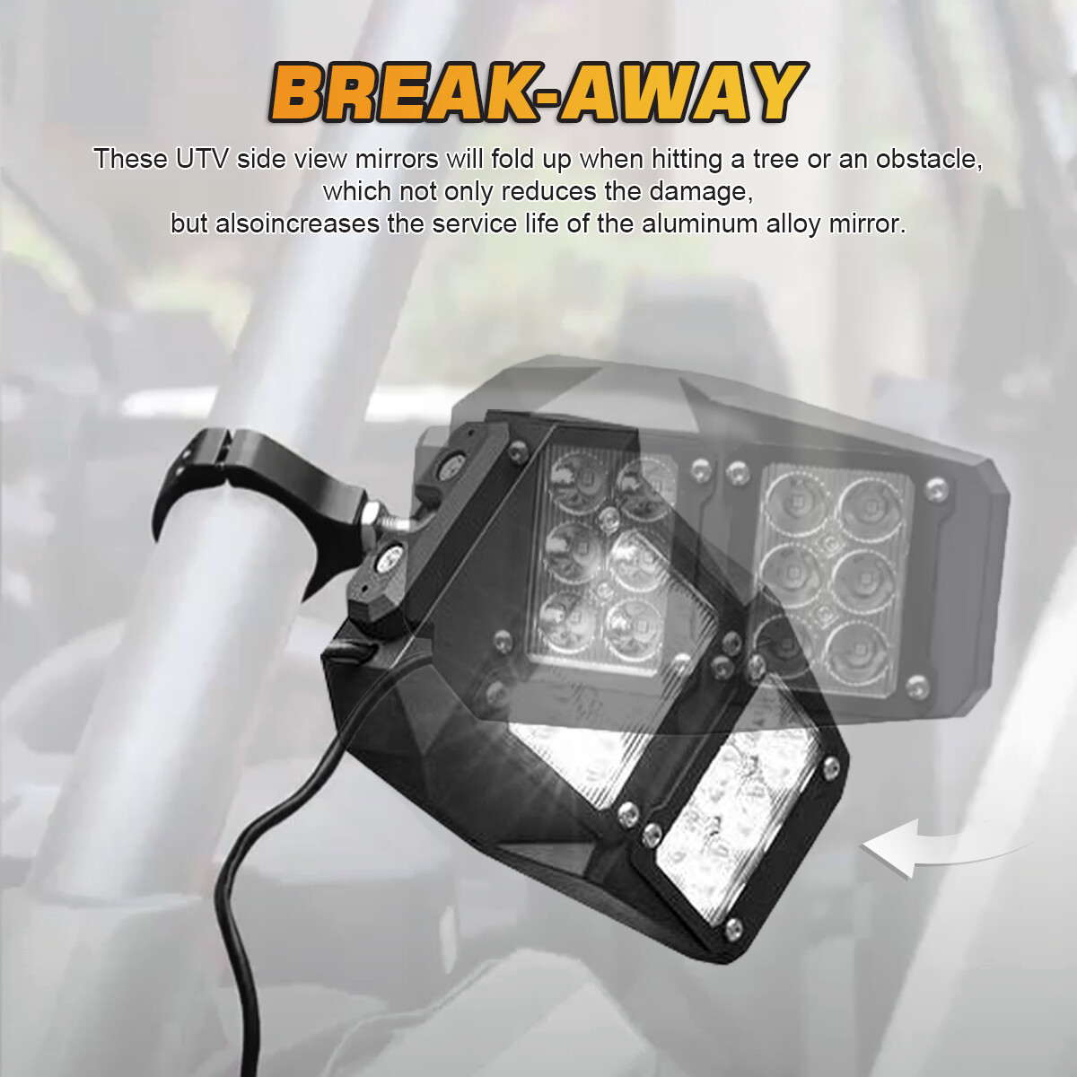 2PCS UTV Side Rear View Mirrors w/ Light+LED Dome Lights For Can Am Maverick X3