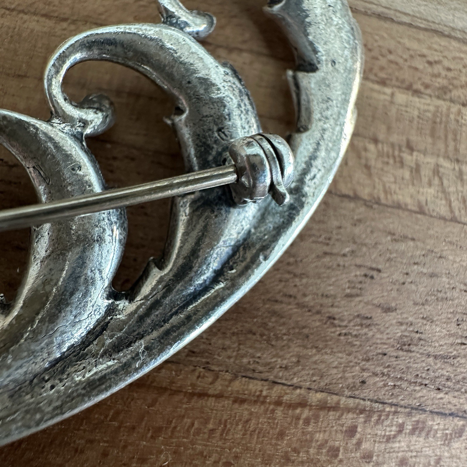 Vintage Sterling by Jewelart Pin Brooch 3 Inch Feather Scroll Signed MCM 12.6g