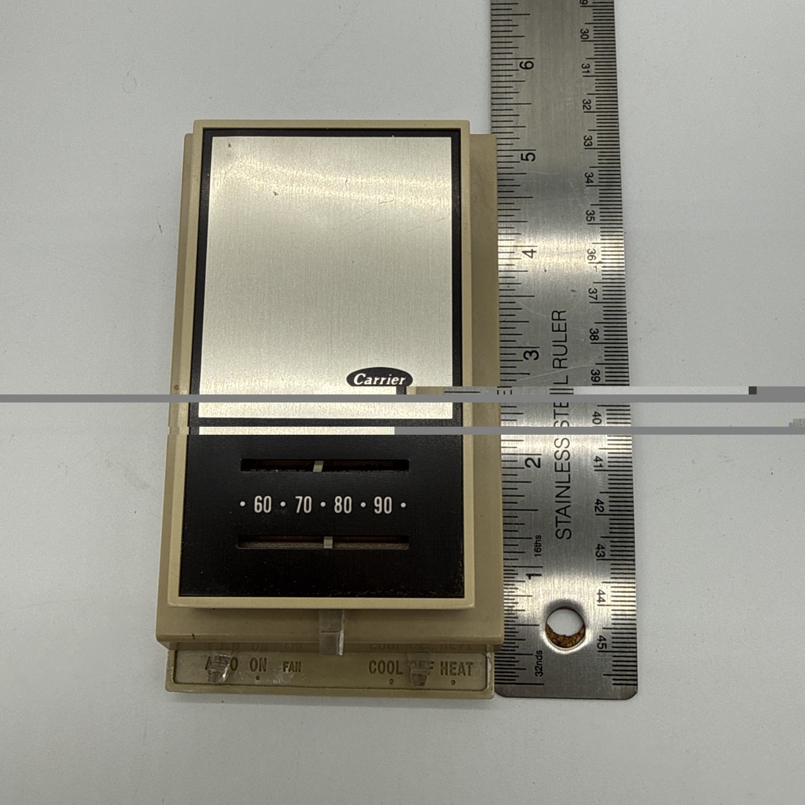 Vintage Carrier Honeywell Thermostat - Auto, On & Off - Cool, Off, Heat