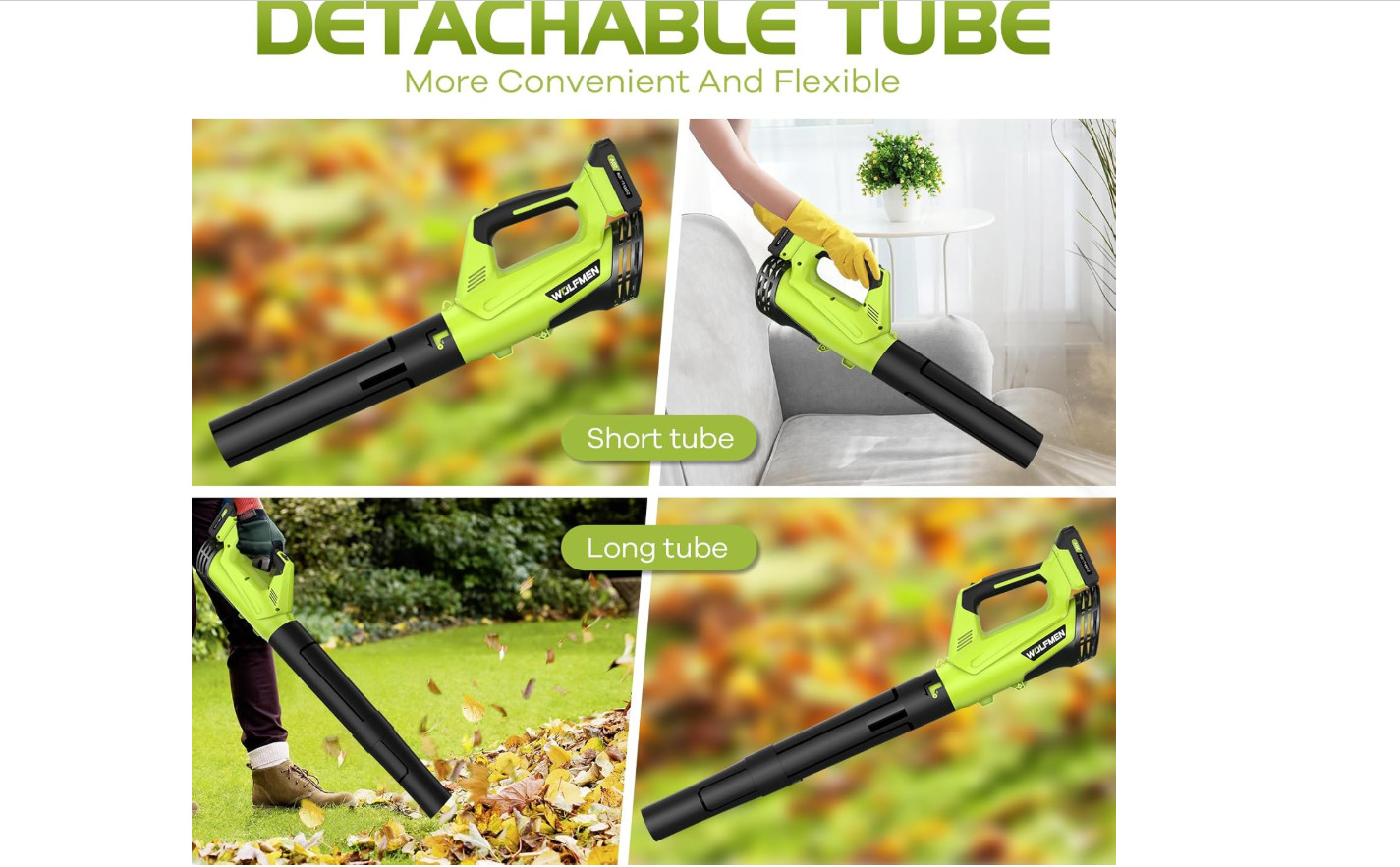 Leaf Blower, Electric Cordless Blower with 2 Batteries and A-Green