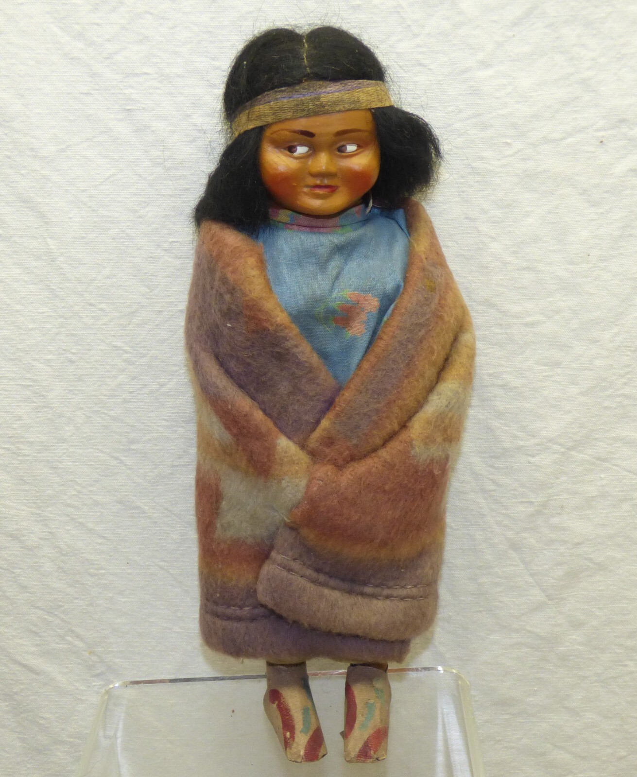 Skookum Dolls 10" Male & 9" Female w/ Taped Feet Side Glancing Eyes Vintage Pair