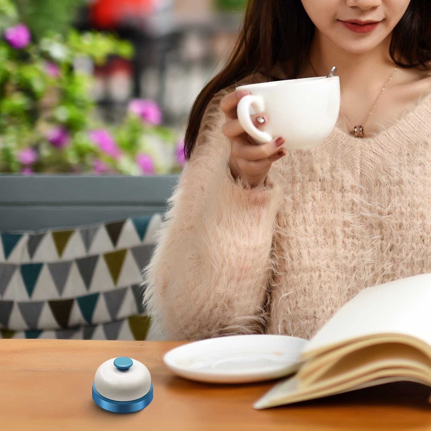 Call Bell,Service Bell Desk Dinner Front 7.2 x 4.8 cm, Blue