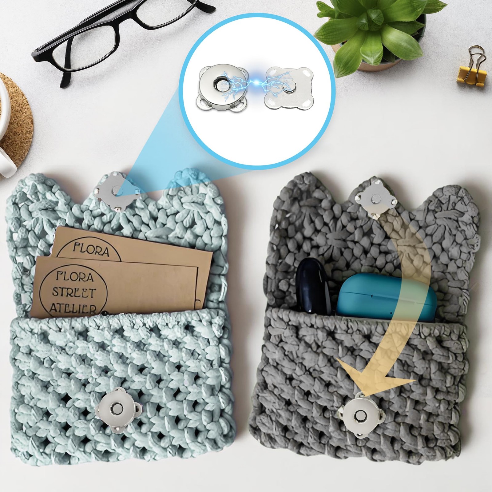 30 Sets Magnetic Snap Buttons,14mm Silver Button for 5.51,