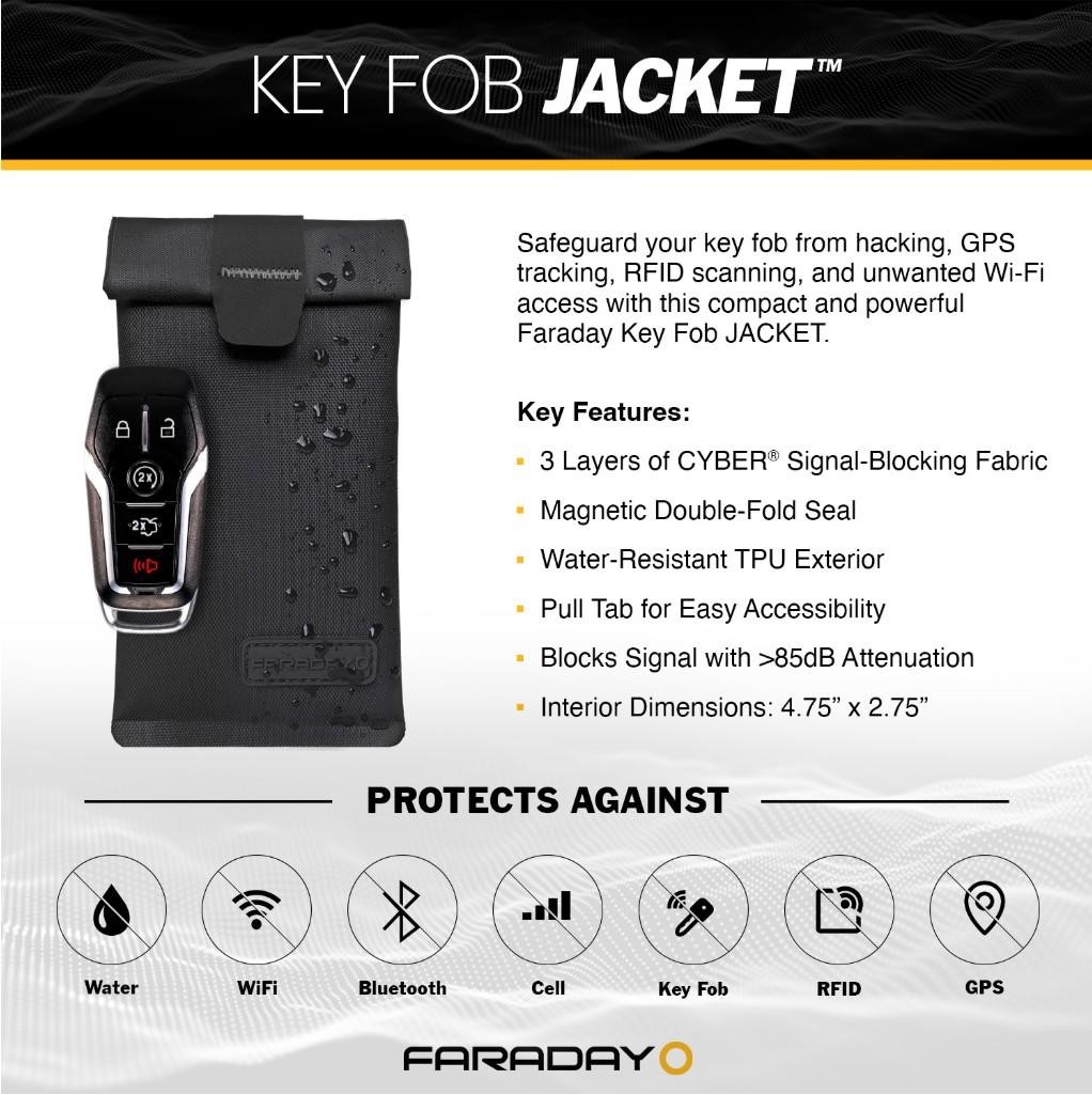 Faraday Jacket Anti-Theft Key Fob/Credit Card RF/EMF Shield/Signal Block Dry Bag
