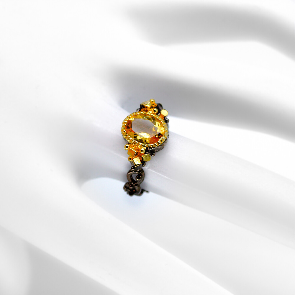 Not Enhanced Citrine 925 Sterling Silver Ring / RVS07