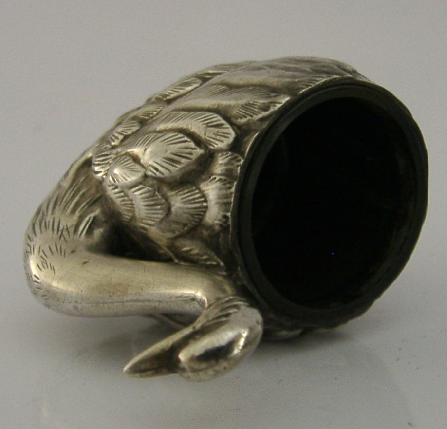 UNUSUAL JAPANESE 950 SOLID STERLING SILVER SWAN SALT CELLAR c1920 ANTIQUE