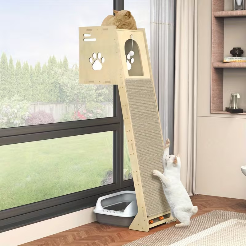 Cat observation tower, 59 inch indoor cat climbing frame, cat tree with sisal