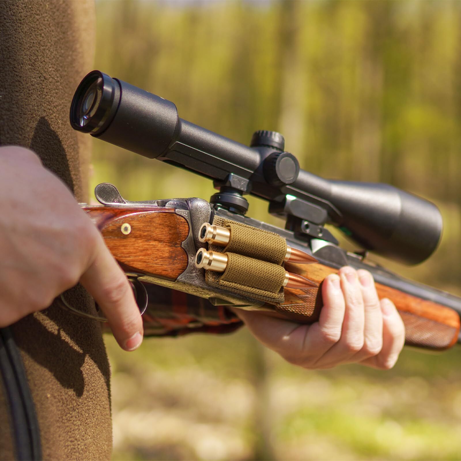 2PCS 2 Round Bullet Holder for Rifle Ammo Holder Bullet Keeper with Hook & Loop