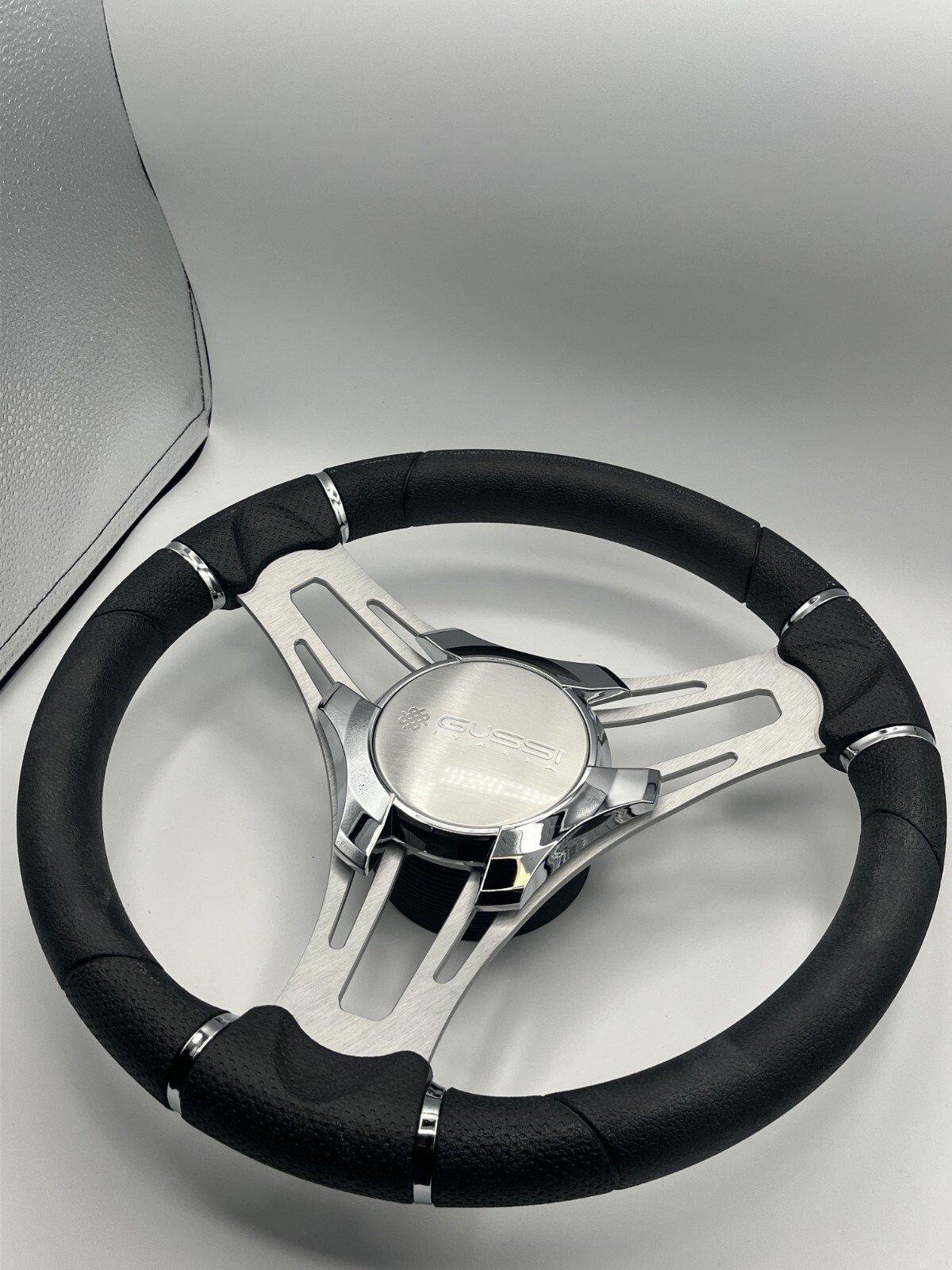 Verona Boat Steering Wheel Gray Brushed Aluminum Spokes KEYED or SPLINED HUB