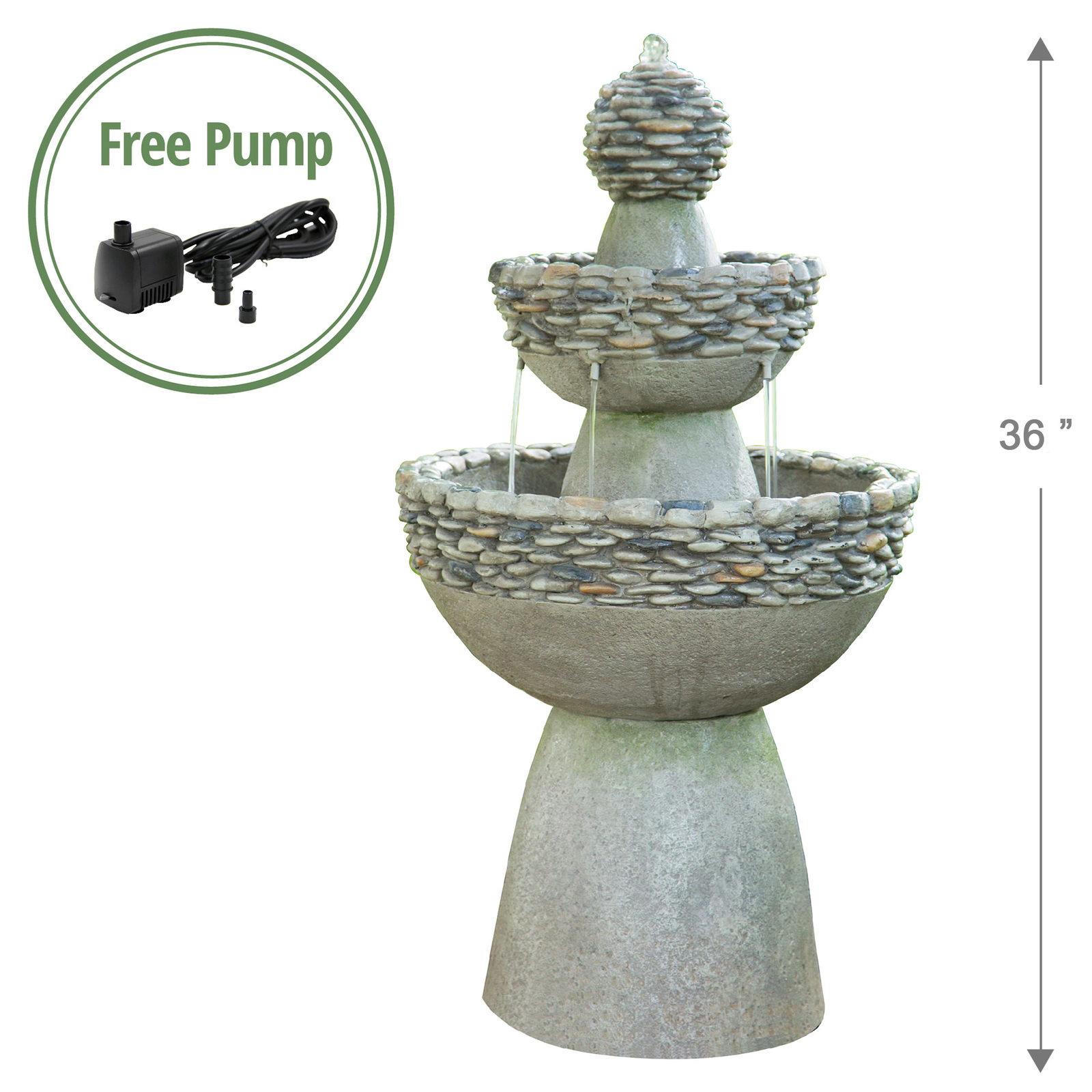 Teamson Home 36.5-Inch 3-Tier Pedestal Water Fountain, New