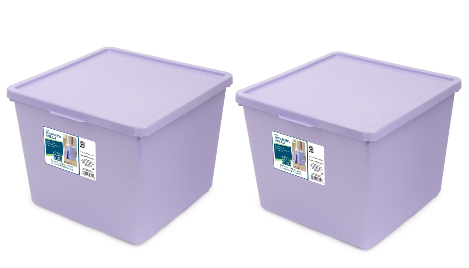 Your Zone Large Plastic Stacking Storage Bin with Lid, Purple, PACK OF 2