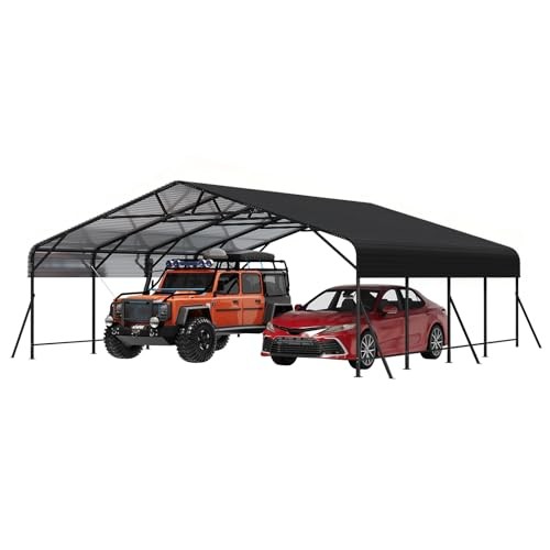 Heavy Duty Metal Carport 20 x 20 ft Outdoor Car Shelter Garage for Boats