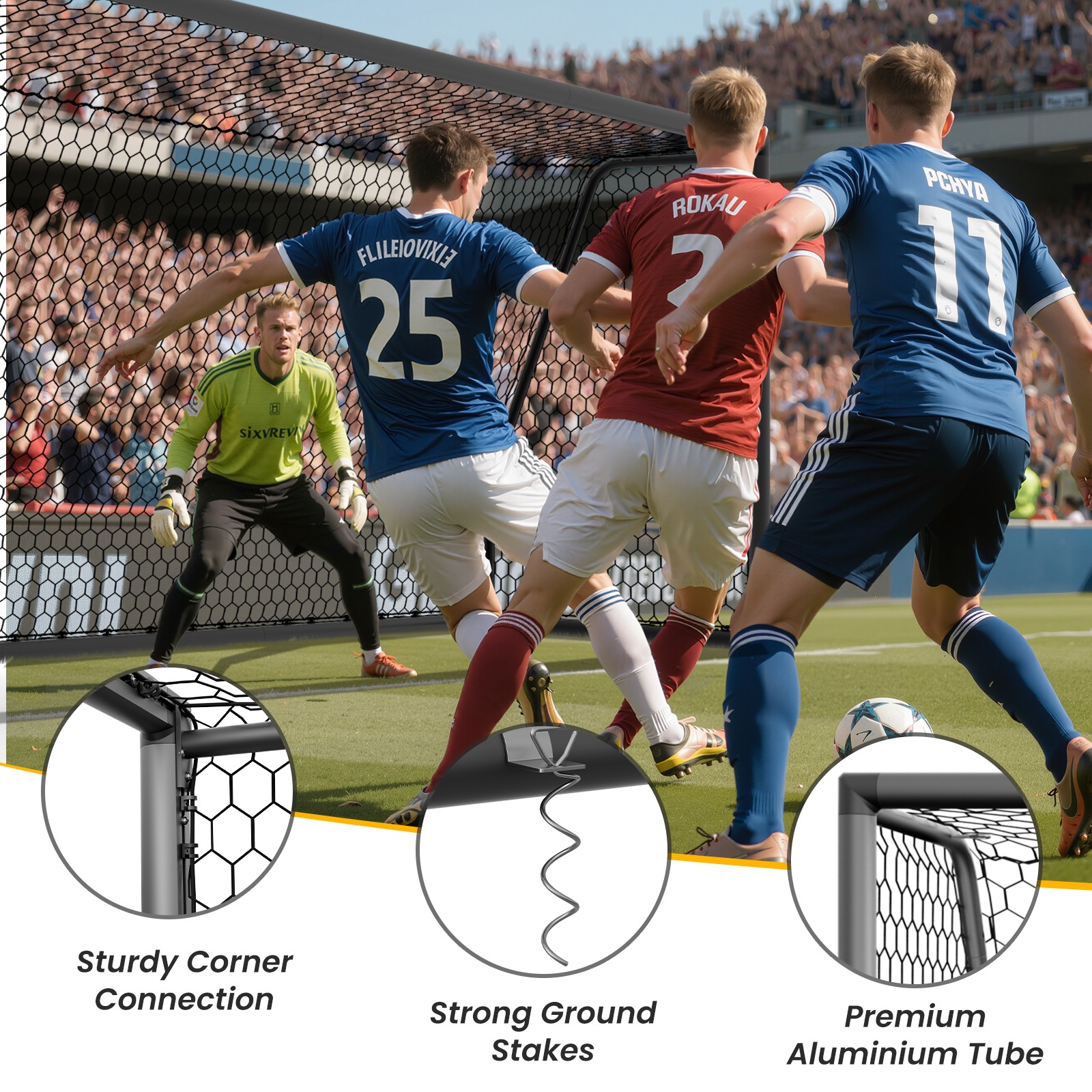 NAIZEA 24x8ft Soccer Goals 2.6" Aluminum Heavy-Duty Soccer Goal For Soccer Clubs