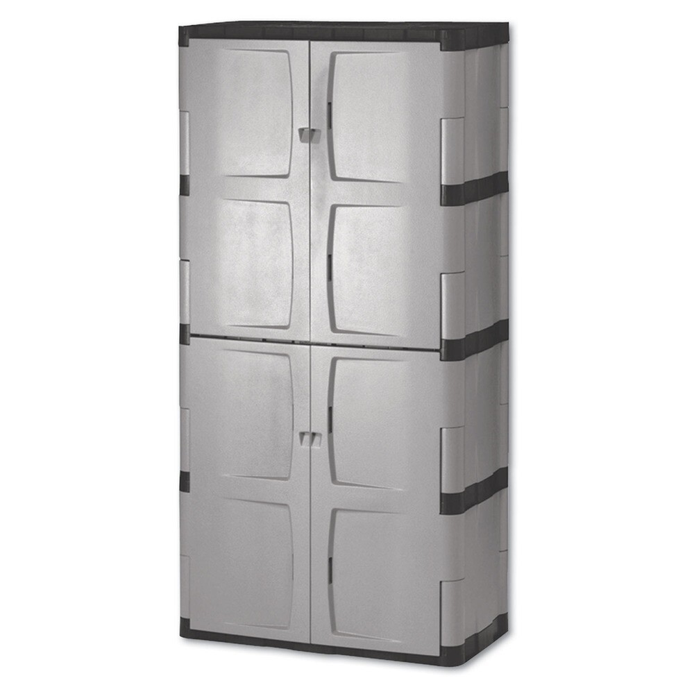 Rubbermaid 7083 36" x 18" x 72" Double-Door Storage Cabinet - Gray/Black New