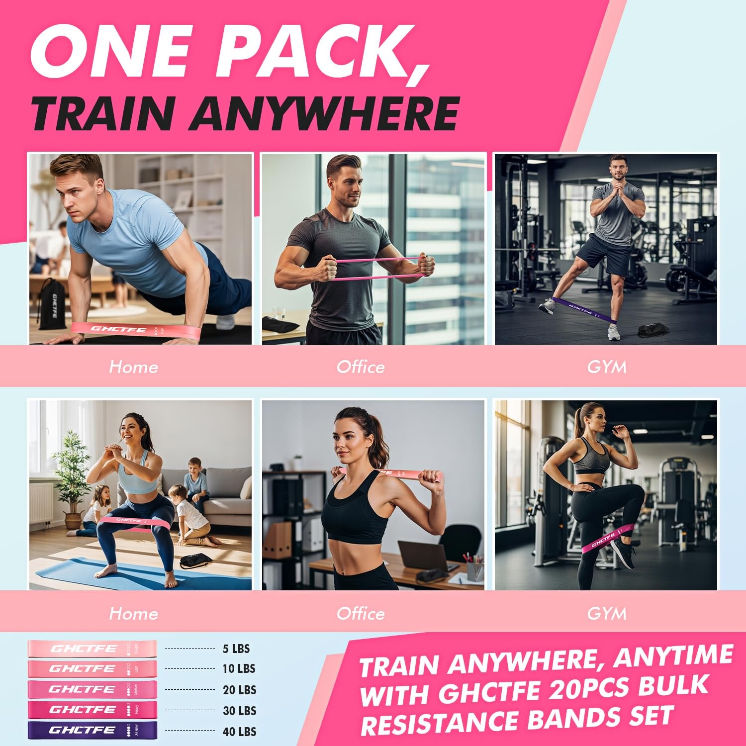 20PCS Resistance Bands Bulk Set for Trainers, Small Groups & Fitness Classes,...