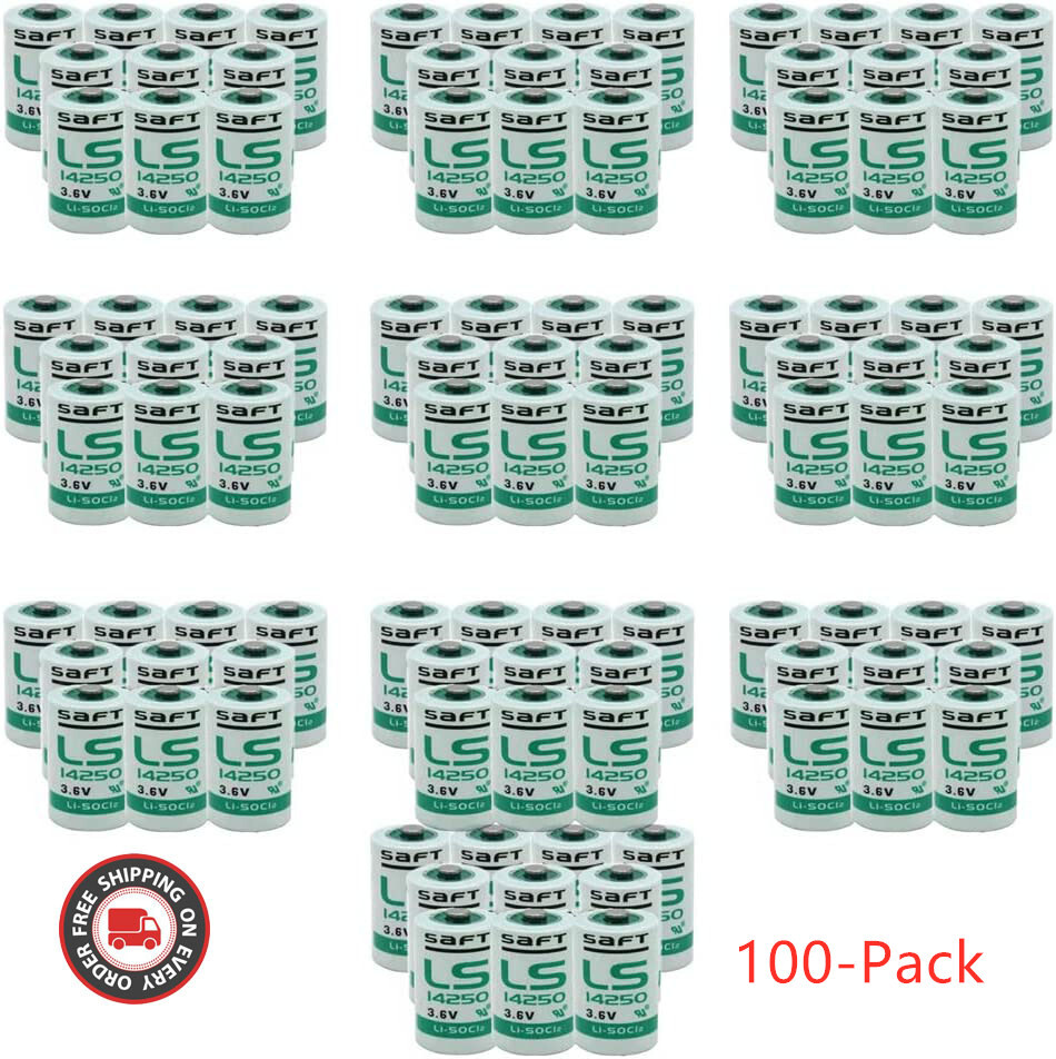 100-Pack batteries for SAFT LS14250 3.6V 1/2 AA Lithium Battery