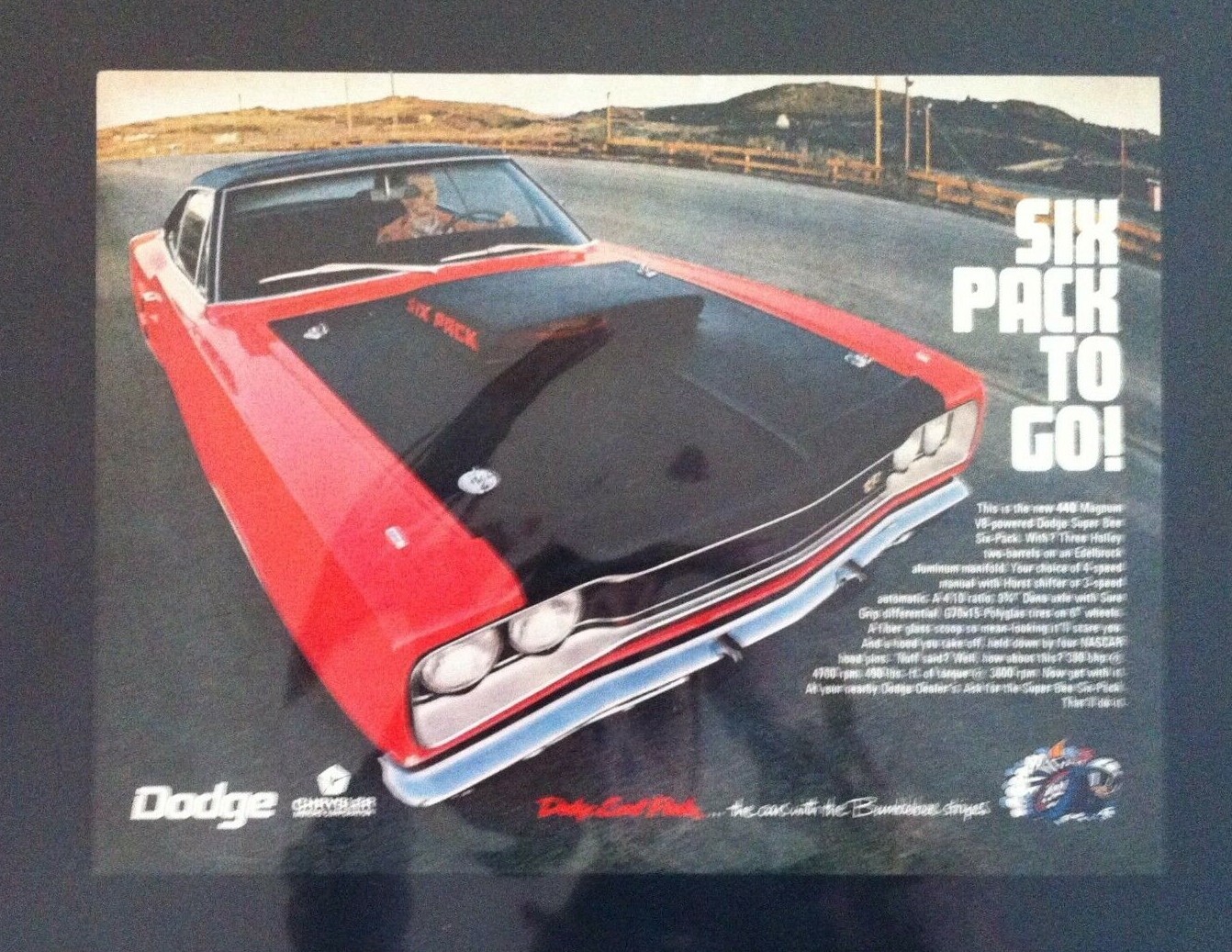*Ready to Display*1969 Dodge Super Bee NHRA Coronet Six Pack*original* car ad c