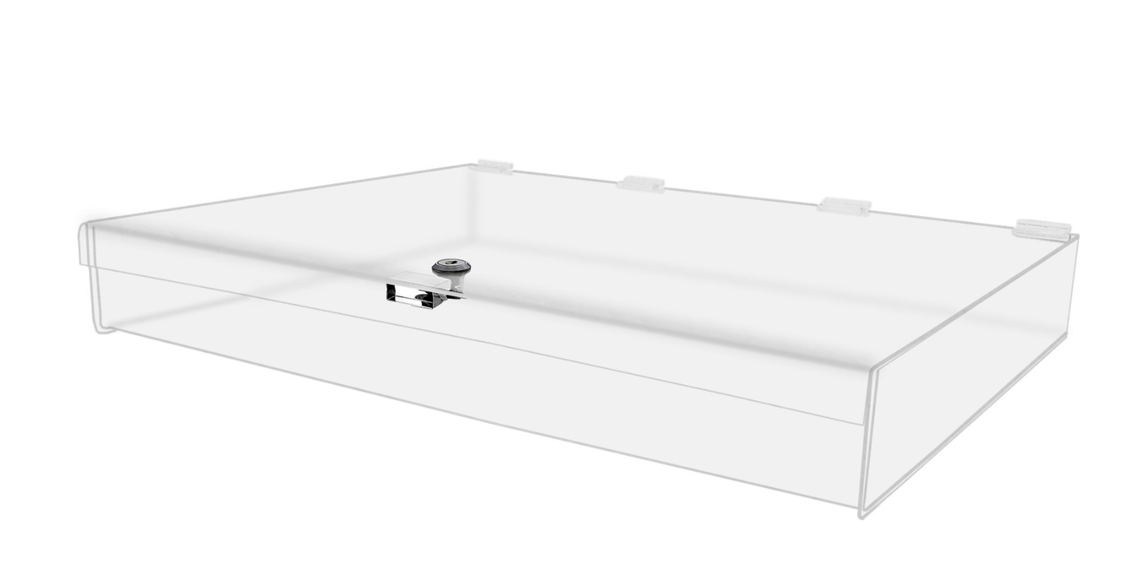 Locking Case 24" x 18" x 3.75" Display Box Clear Acrylic Hinged Tray