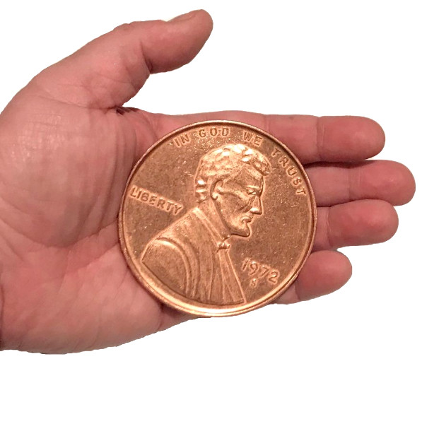 METAL JUMBO 3" LINCOLN PENNY COIN Finale for Misers Dream Magic Prop Big 1 Cent