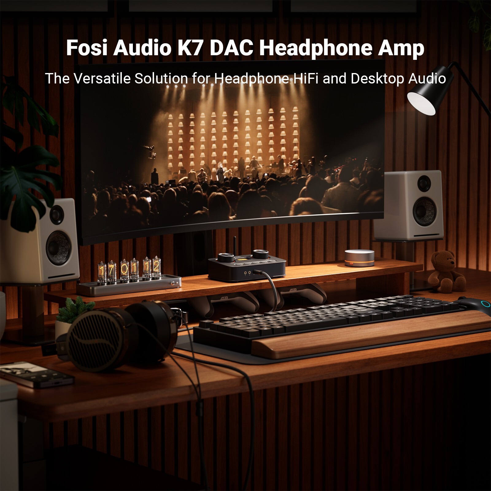 Fosi Audio K7 DAC Headphone Amp Desktop USB C Digital to Analog (Refurbished)