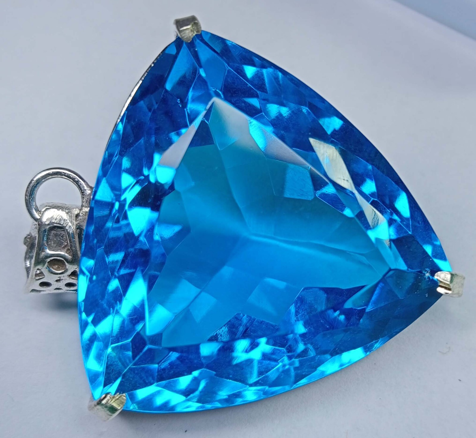 Trillion Cut 122.40 Ct Blue Topaz Pendant Natural Gemstone EGL Certified PD038