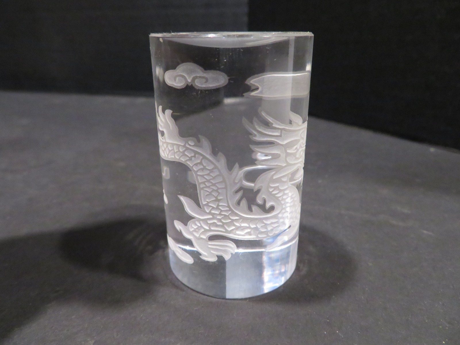 Etched Glass Dragon Roulette Win Marker - Glass Roulette Dolly Win Marker -
