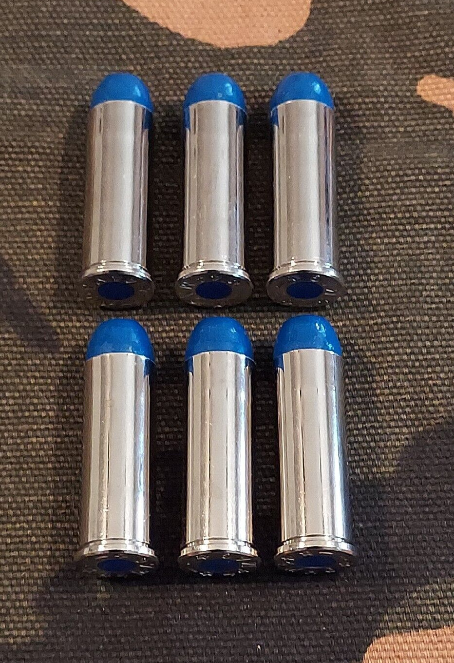 44 REM MAG SNAP CAPS  SET OF 6, BLUE AND NICKEL, 200gn.!!!