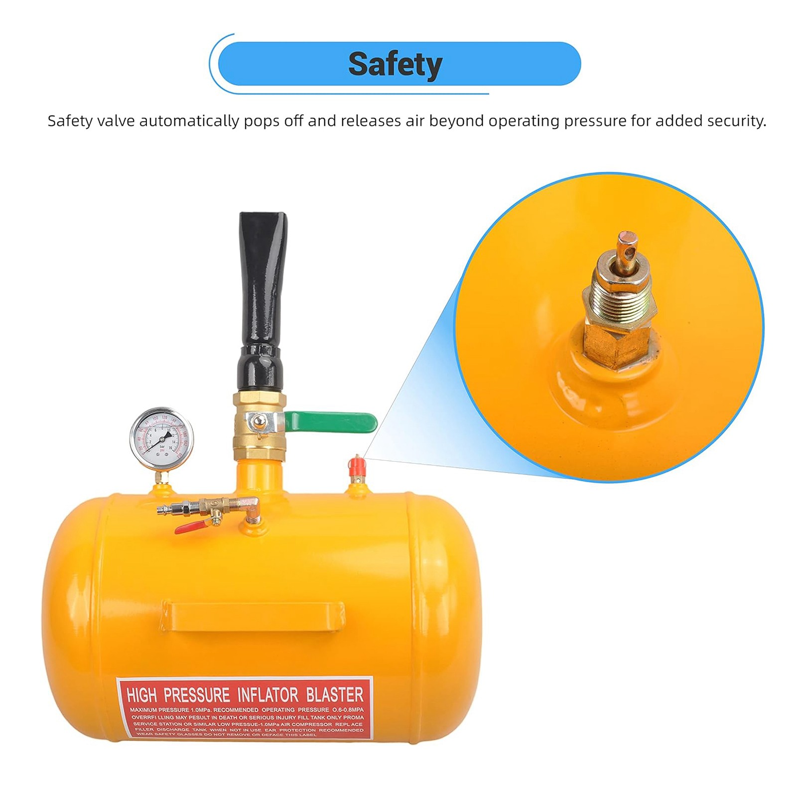 5 Gallon Air Tire Bead Seater 145PSI Blaster Tool Seating Inflator w/Gauge Gold