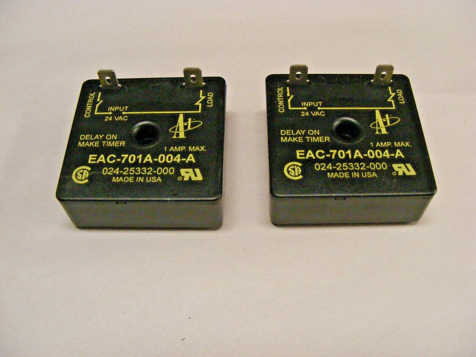 (2) EAC-701A-004-A Delay On Make Timer Relay 1 Amp 24 VAC NOS