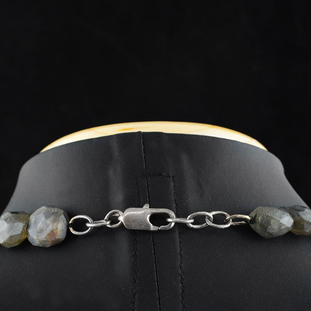 254.50 CTS NATURAL BLUE COLOR FLASH LABRADORITE FACETED BEADS NECKLACE (RS)