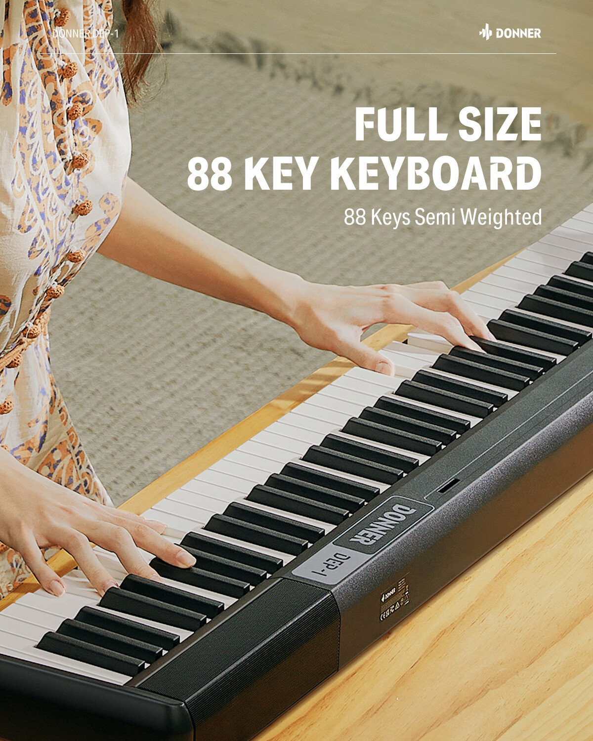 Donner DEP-1 Digital Piano 88 Key Portable Piano With Sustain Pedal Carry Case