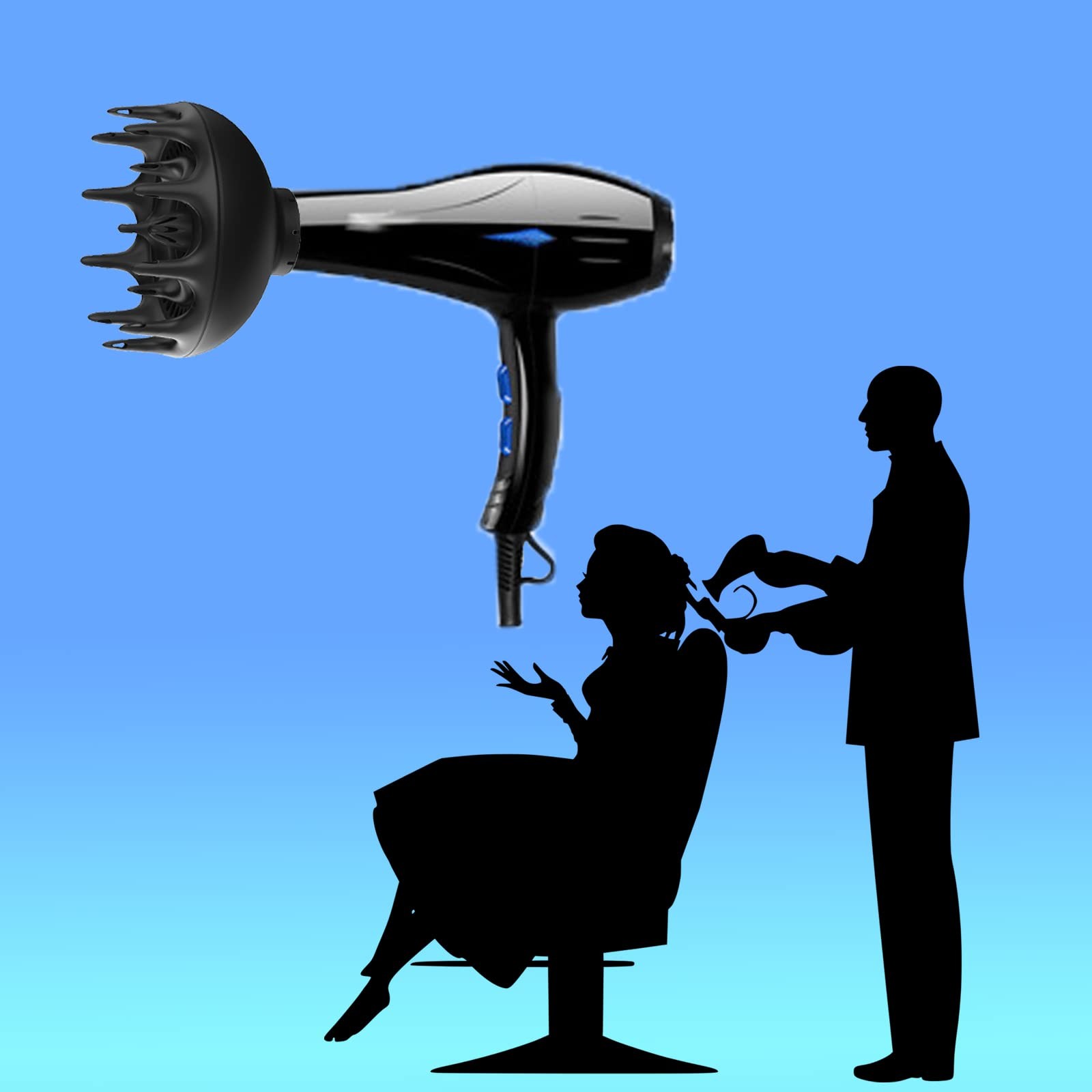 Black Orchid Hair Diffuser, Hair Dryer for BlowDryers with 1.7-1.8 inch Diame