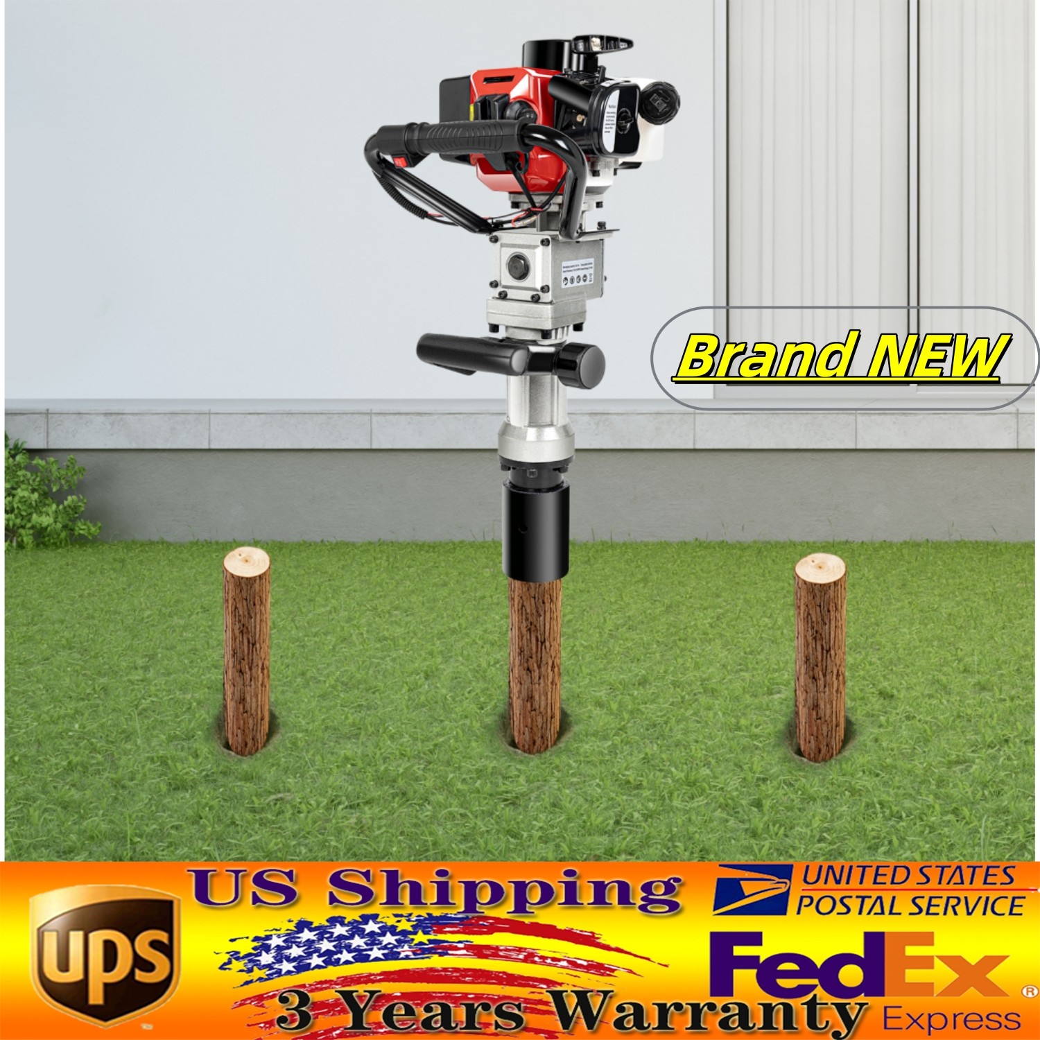 Gas Powered T-Post Driver 2-Stroke Gasoline Engine Fence Farm Push Pile Digger