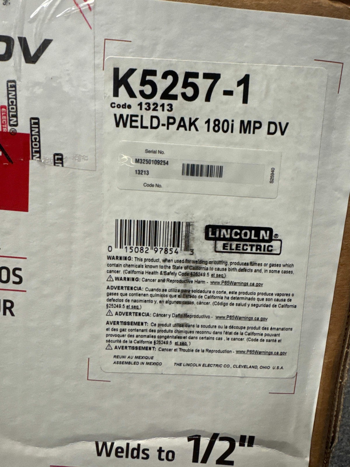 New Lincoln Electric 180i MP DV Weld-Pak Mig/Flux-Core/Stick/Tig Welder