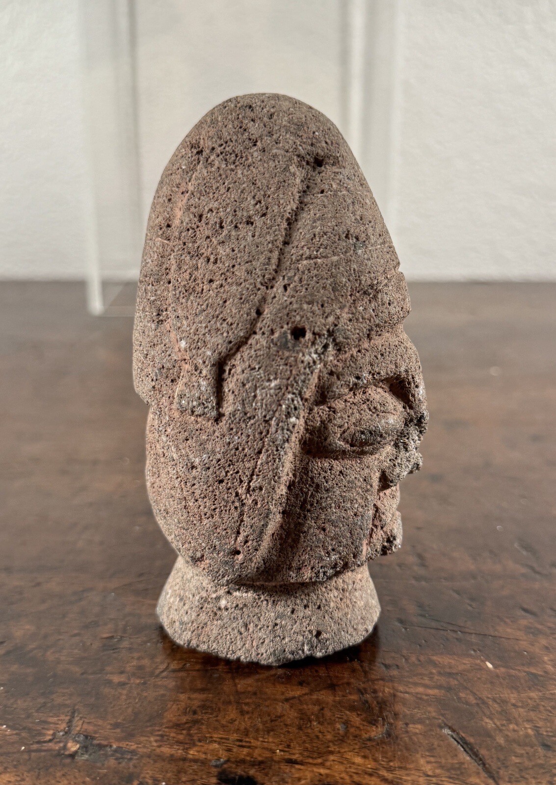 Antique Pre-Columbian Huastec Carved Stone Trophy Head Veracruz Effigy Figure