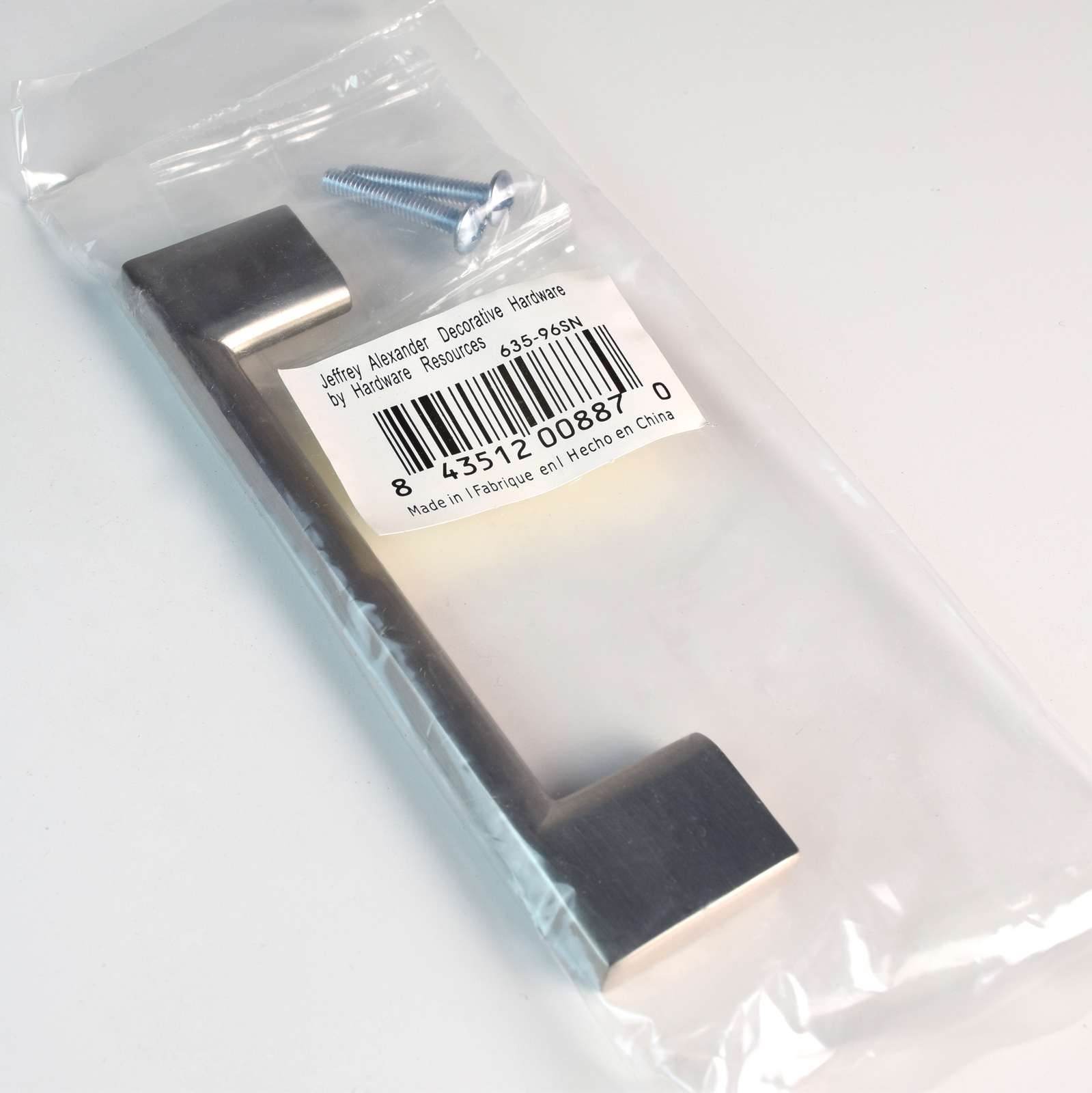 25-Pack* Jeffrey Alexander 635-96SN Satin Nickel Square Cabinet Pull Handle 96mm