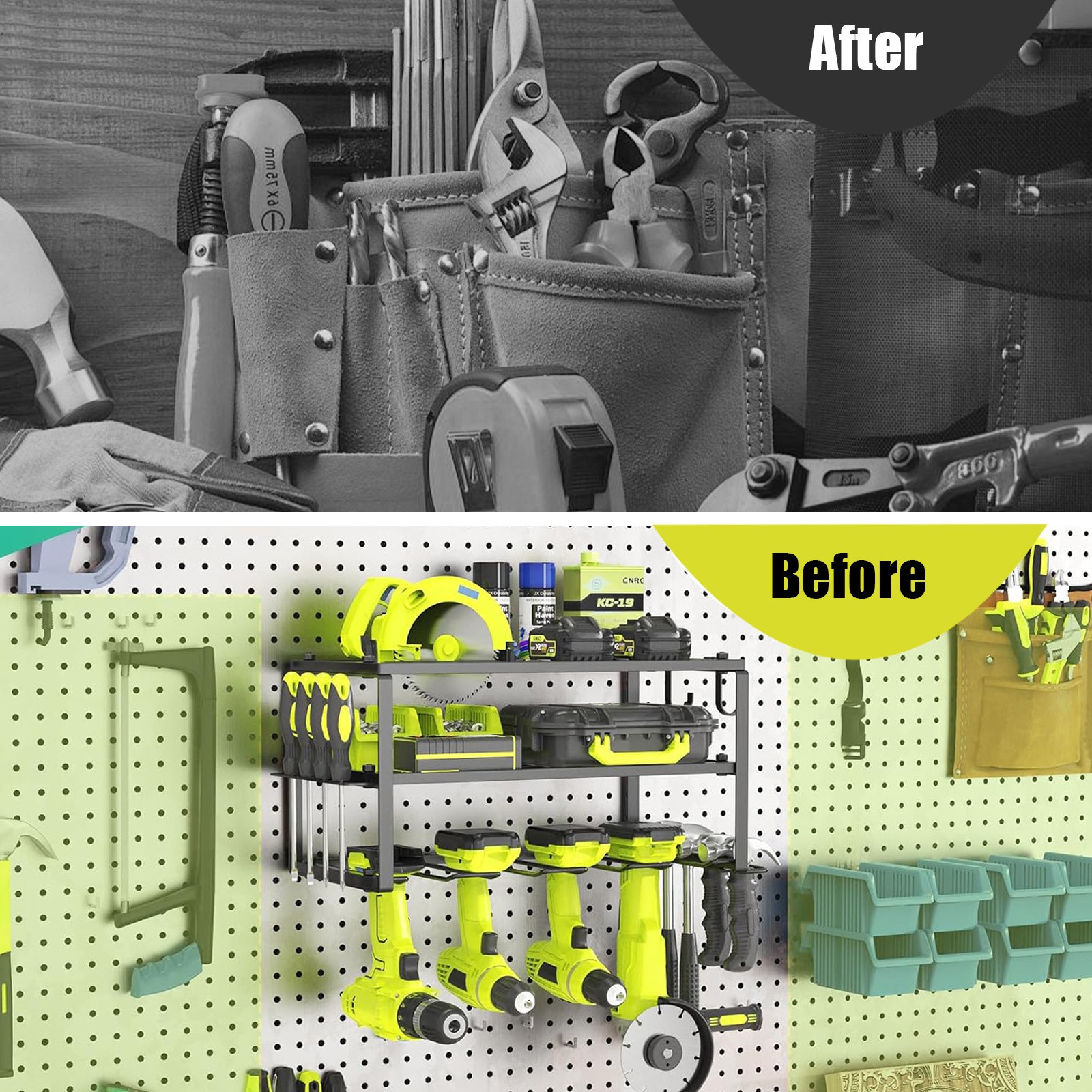 Power Tool Organizer Wall Mounted Power Tool Rack for Cordless Drill Storage